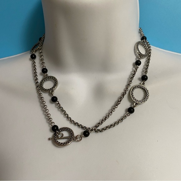 LIA SOPHIA Silver Tone Tassel Toggle Clasp Necklace Detachable Pendant Long - Picture 7 of 11